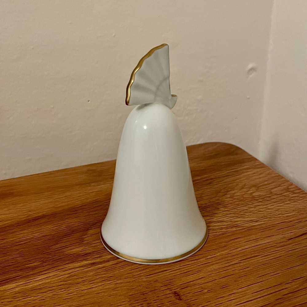 Noritake White Porcelain Bell with Gold Accent